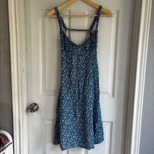 Princess Polly Blue Floral Mini Dress Spaghetti Straps Back Detail‎